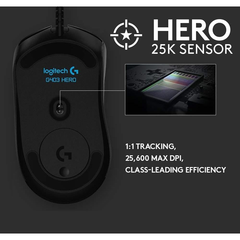 Logitech G403 Hero Gaming Mouse - Black - Excellent