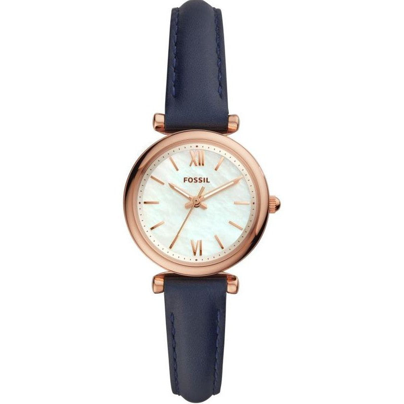 Fossil ES4502 Carlie Mini Three-Hand Navy Leather Watch