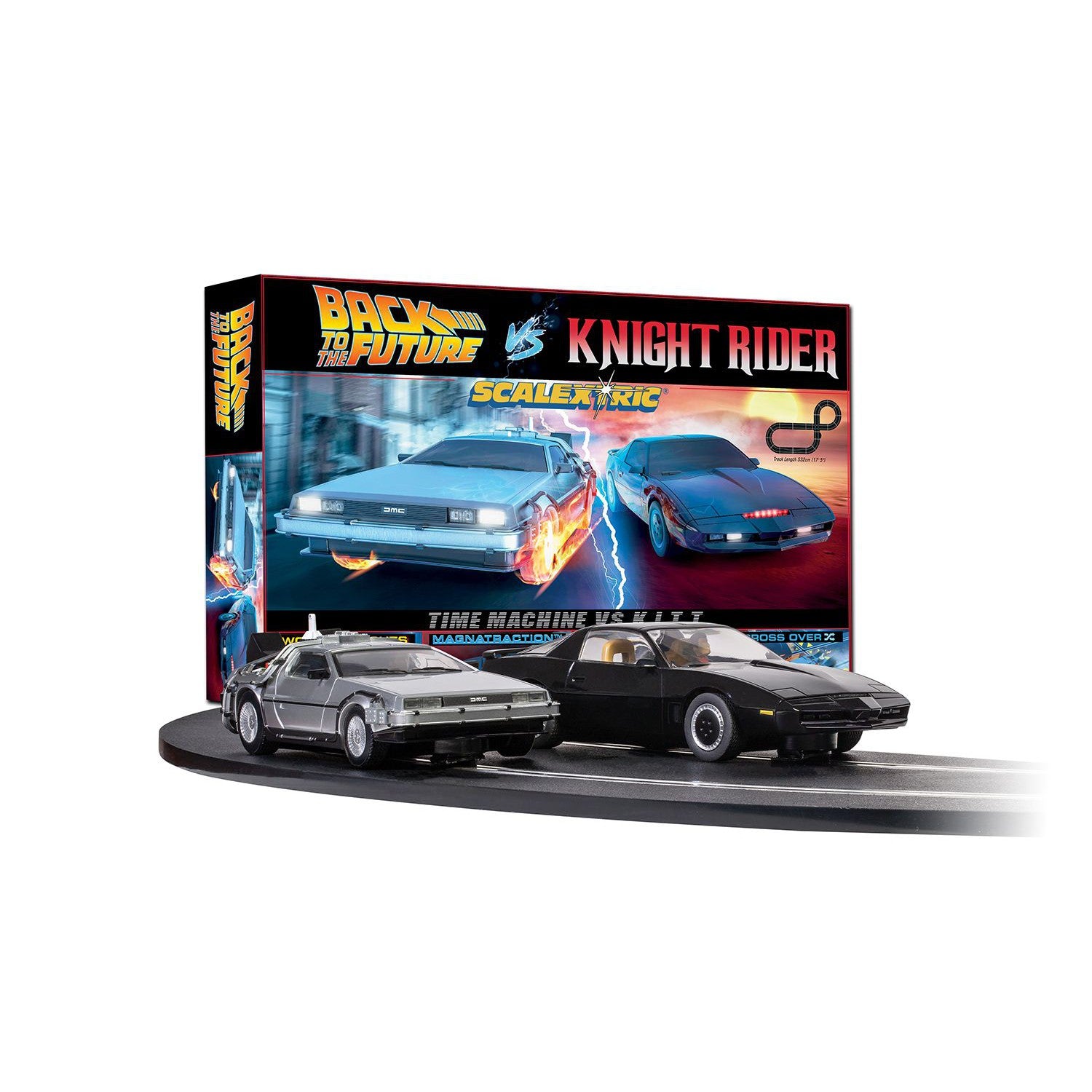 Hornby Hobbies C1431M Scalextric - Back to the Future vs Knight Rider Race Set - New