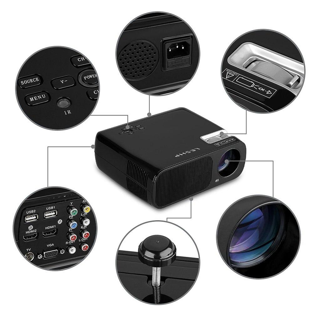 Leshp 2600 LM Home Cinema Theatre Video Projector, Black