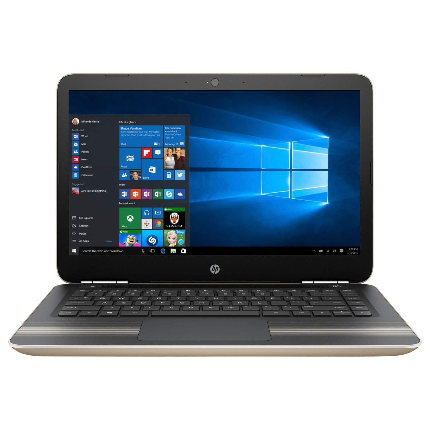 HP Pavilion 14-AL118NA 14" Laptop, Intel Core i7, 8GB RAM, 256GB HDD, NVIDIA 940MX, 1AP77EA#ABU, Gold