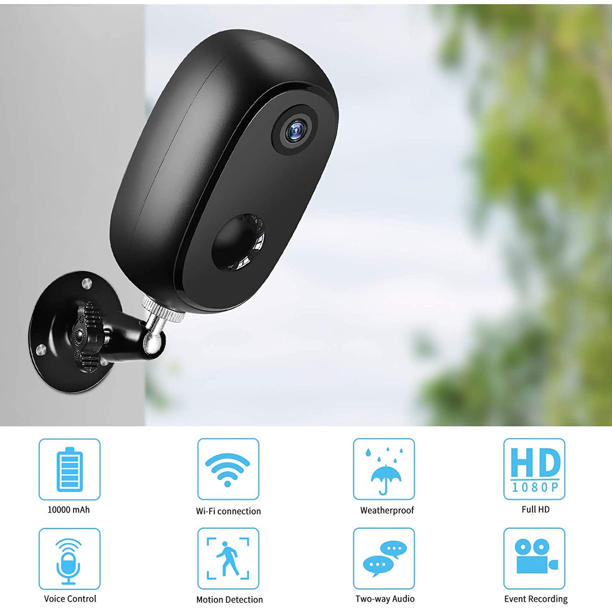 Zeetopin Battery Security Camera - Black