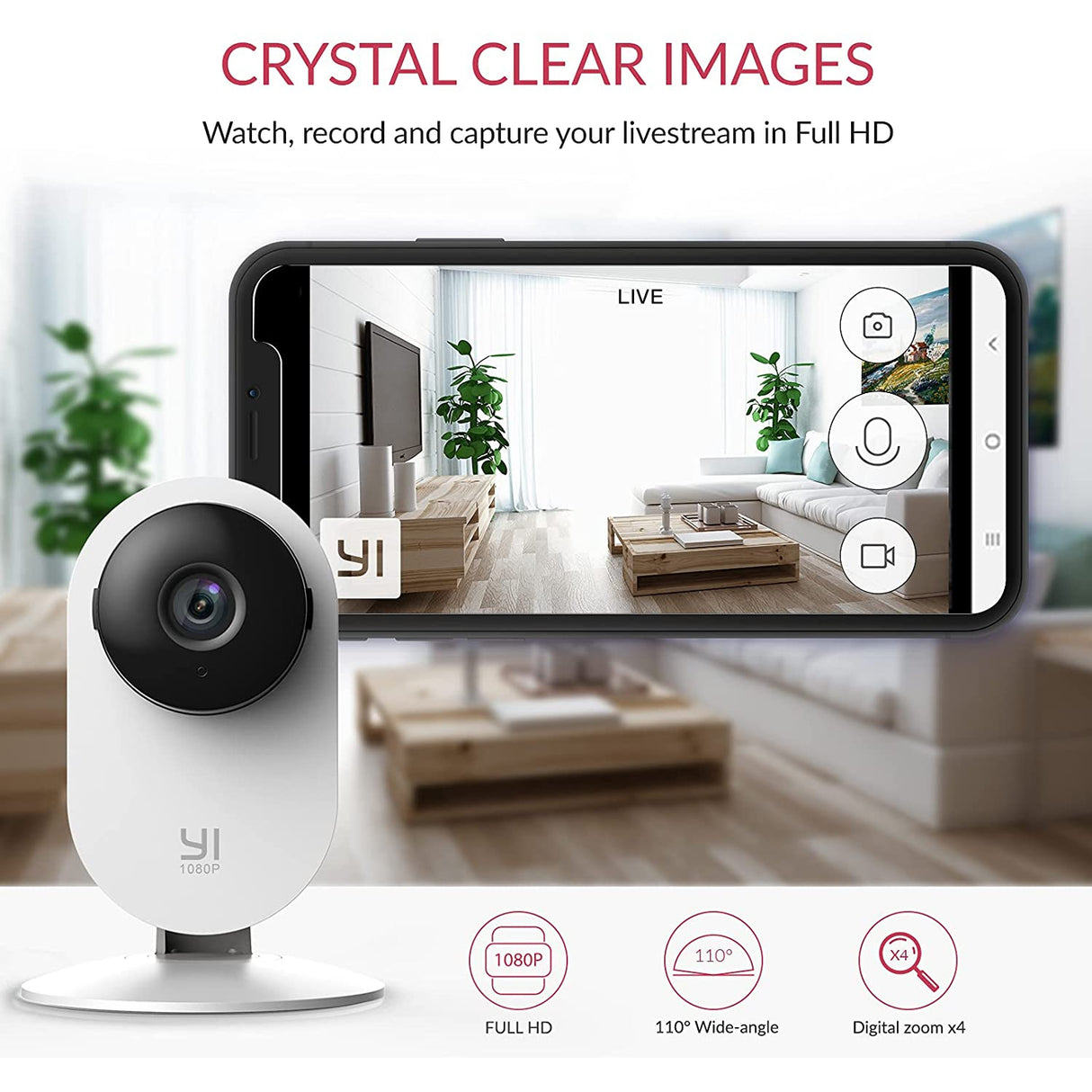 YI Smart Security Camera, 1080p Wifi Home Indoor Camera with AI Human detection