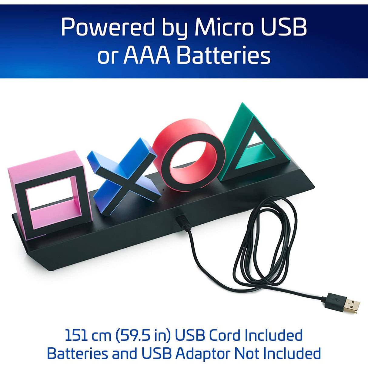 Paladone Playstation Icons 3 Light Modes Music Reactive Game Room Multi Colour Lamp