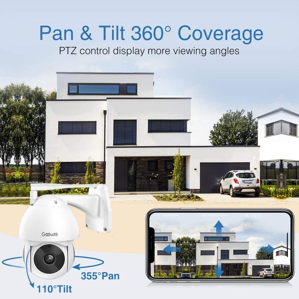 Goowls PTZ Outdoor Indoor Security Camera 2.4G WiFi Smart App Surveillance 1080p - White