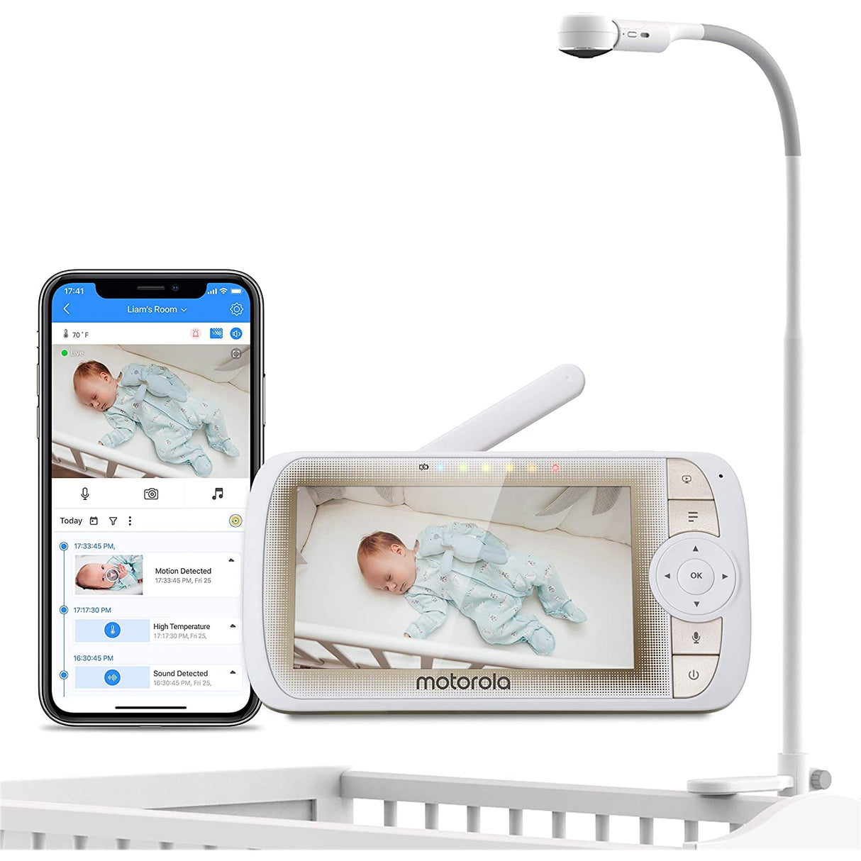 Motorola Lifestyle, Baby Monitor with Crib Holder, White