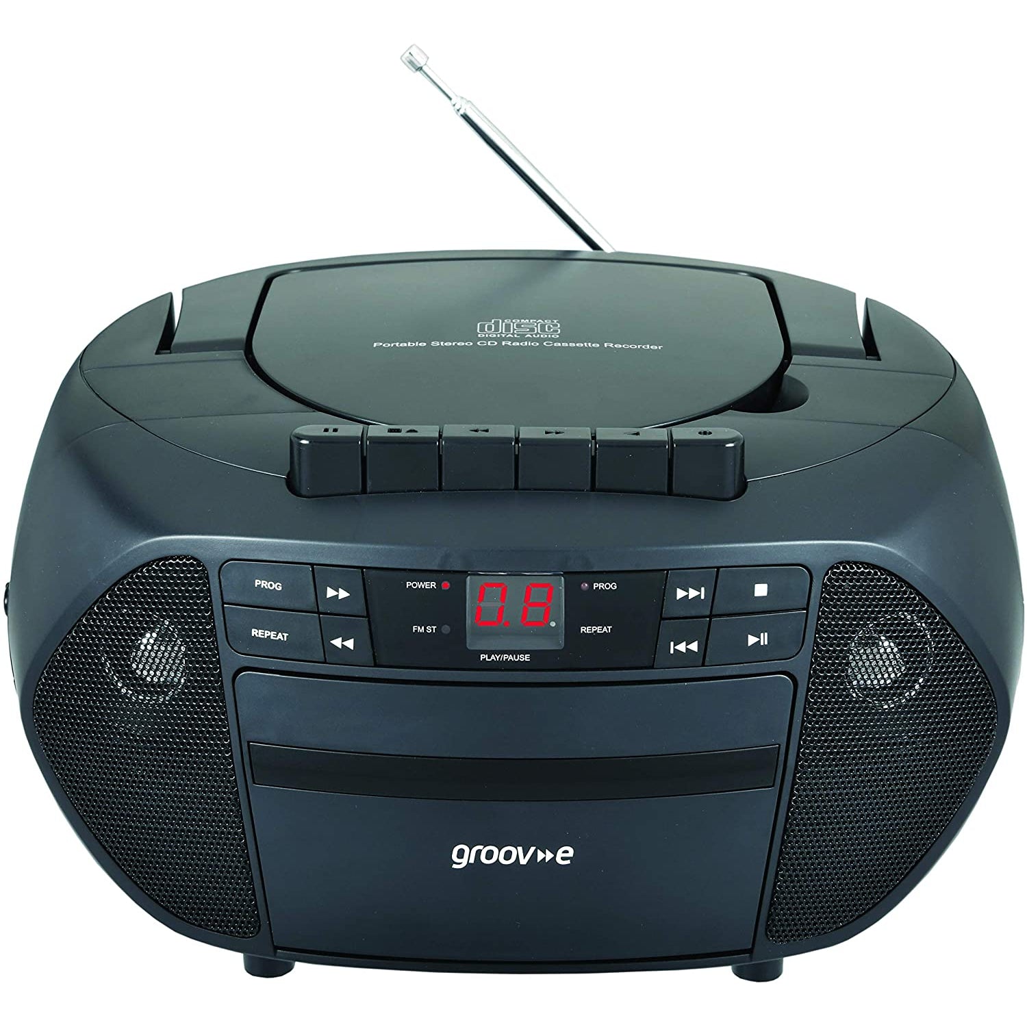 Black Stereo Portable Cassette Player, Recorder and Radio