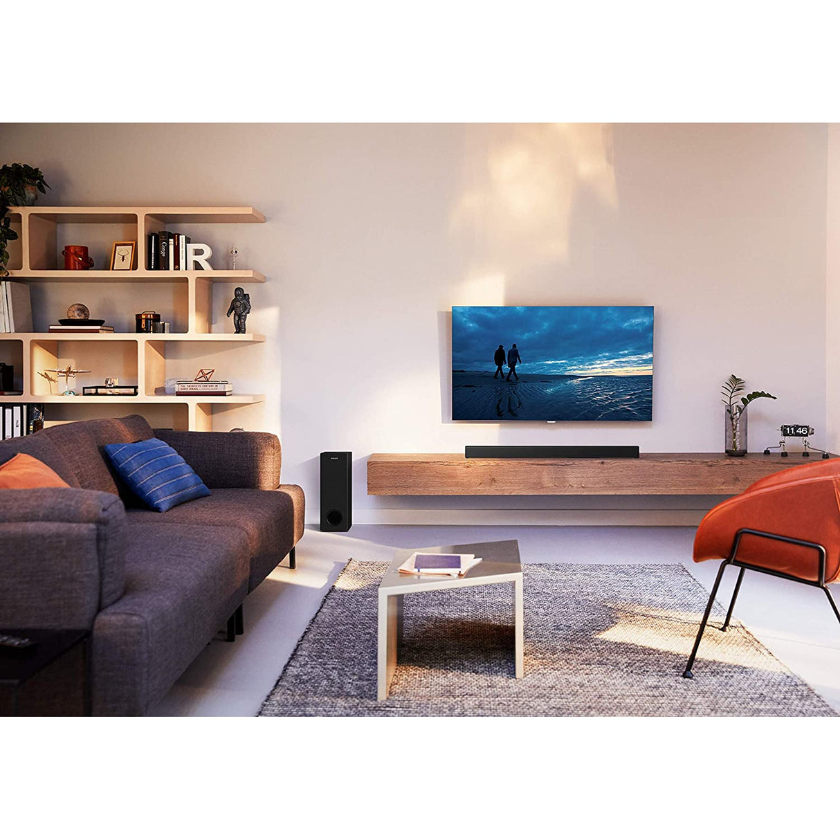 Philips Soundbar TV HTL3320/10 TV Subwoofer Soundbar (Bluetooth, Dolby Audio, 300 W, Wireless Subwoofer, HDMI ARC, USB) Black