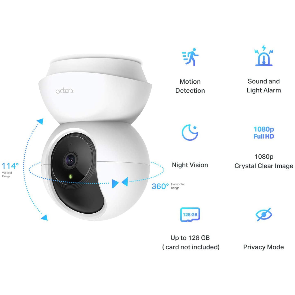 Tapo Pan/Tilt Home Security Wi-Fi Camera, White