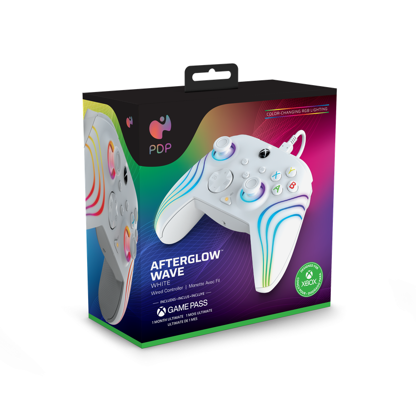 PDP Afterglow Wave Wired Controller for Xbox Series X|S - White - New