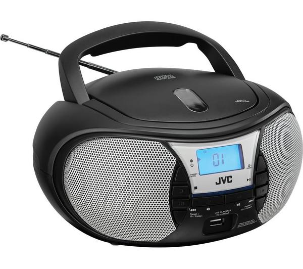 JVC RD-D222B FM Boombox - Black / Silver - Good