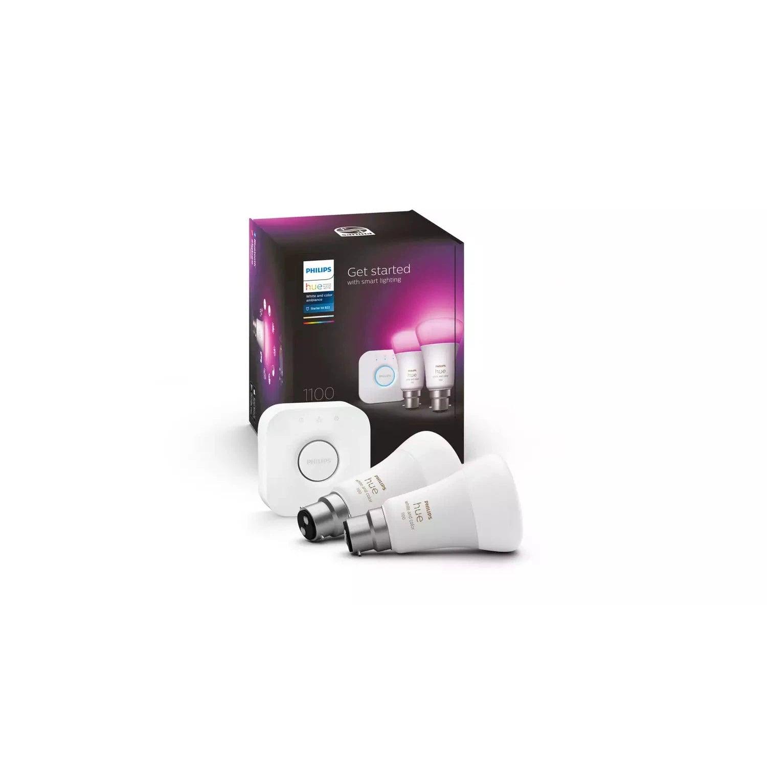 Philips Hue White & Colour Ambiance Smart Lighting Starter Kit with Bridge - B22
