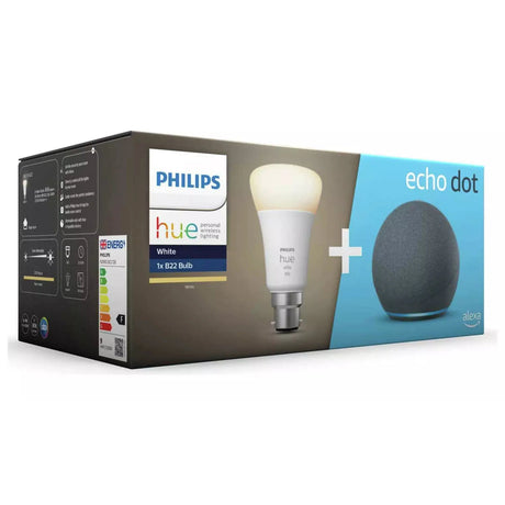 Amazon Echo Dot (4th Gen) with Philips Hue B22 Smart Bulb - New