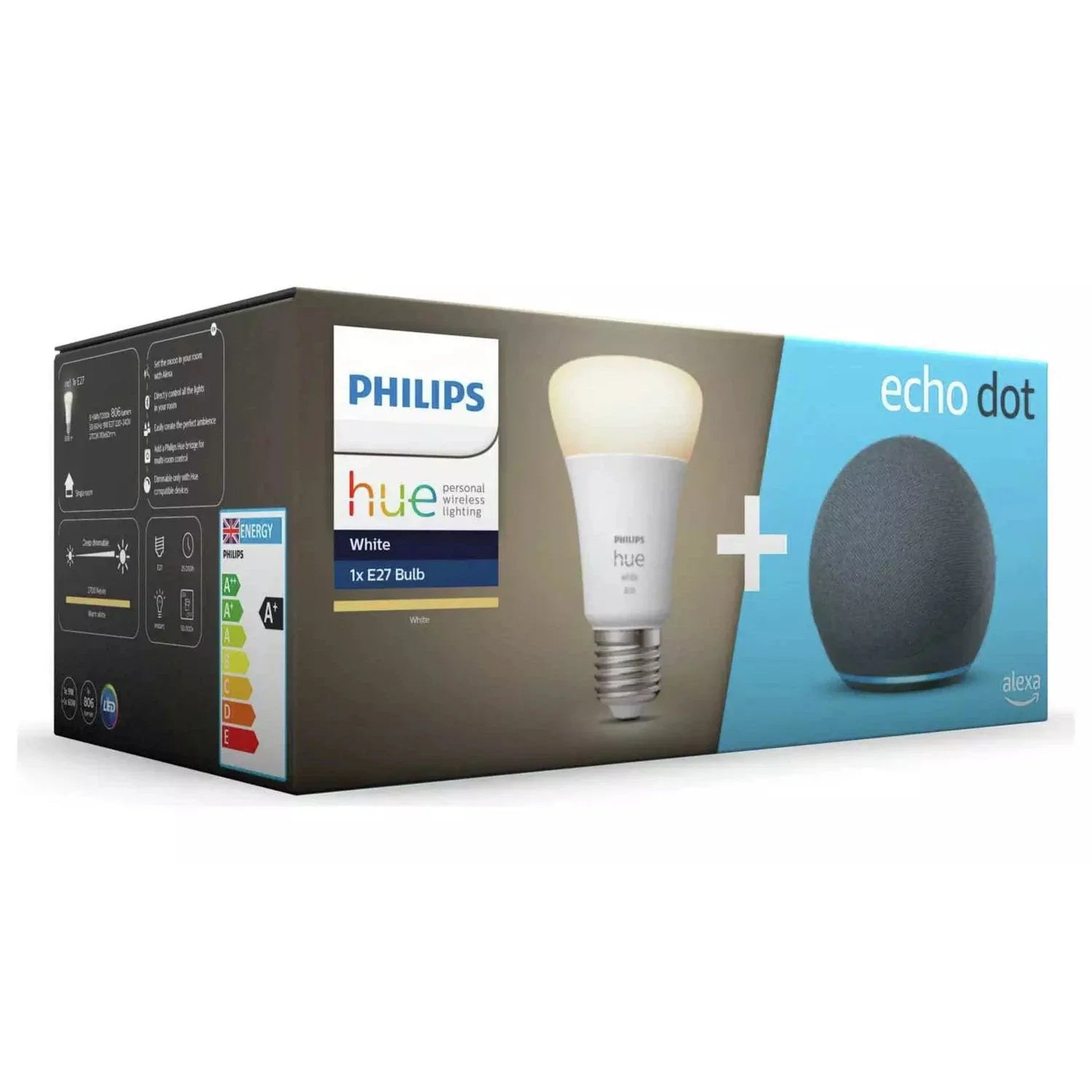 Amazon Echo Dot (4th Gen) with Philips Hue E27 Smart Bulb - New