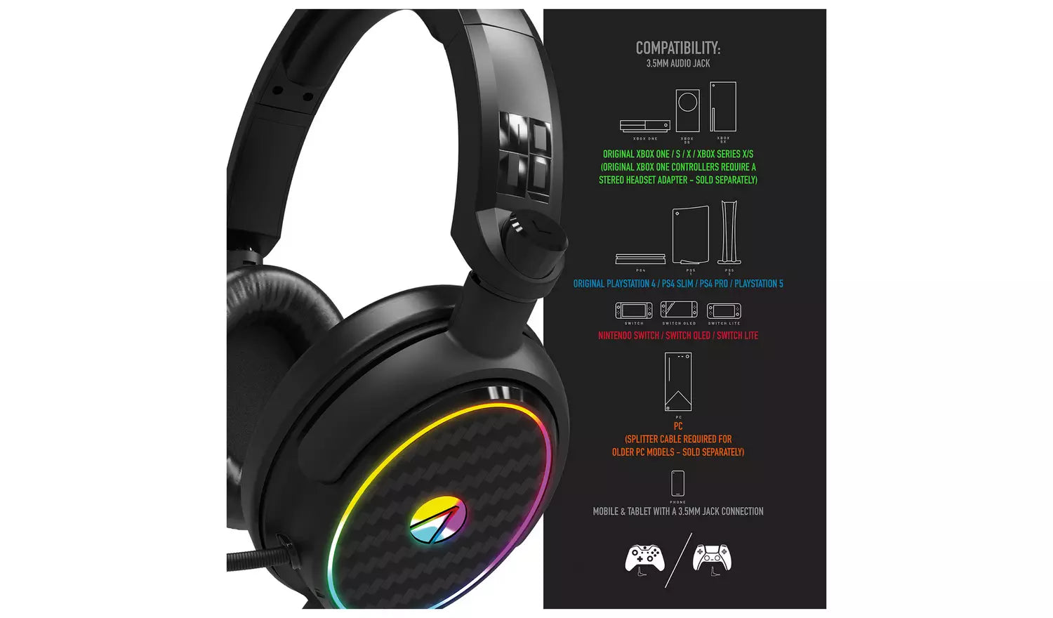 Stealth C6-100 LED Gaming Headset - New