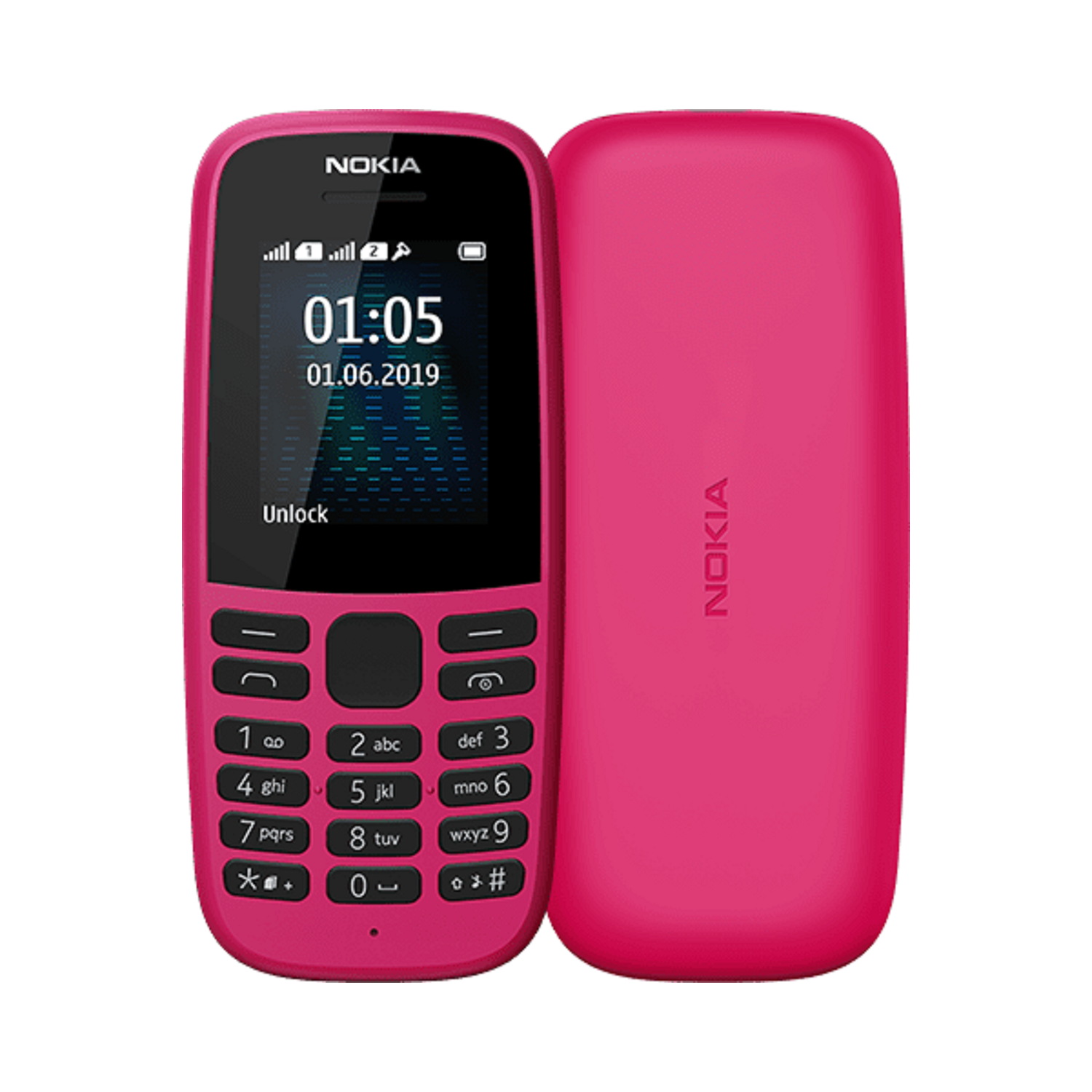 Nokia 105 (4 edition) 1.77 Inch UK SIM Free (Single SIM) - Pink - Refurbished Pristine