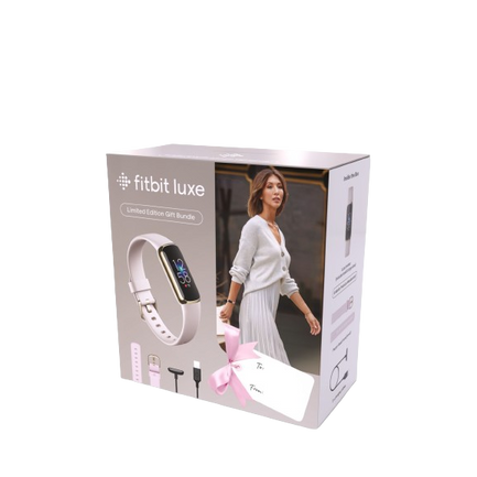 Fitbit Luxe Gift Pack Bundle Lunar White Soft Gold Refurbished Good