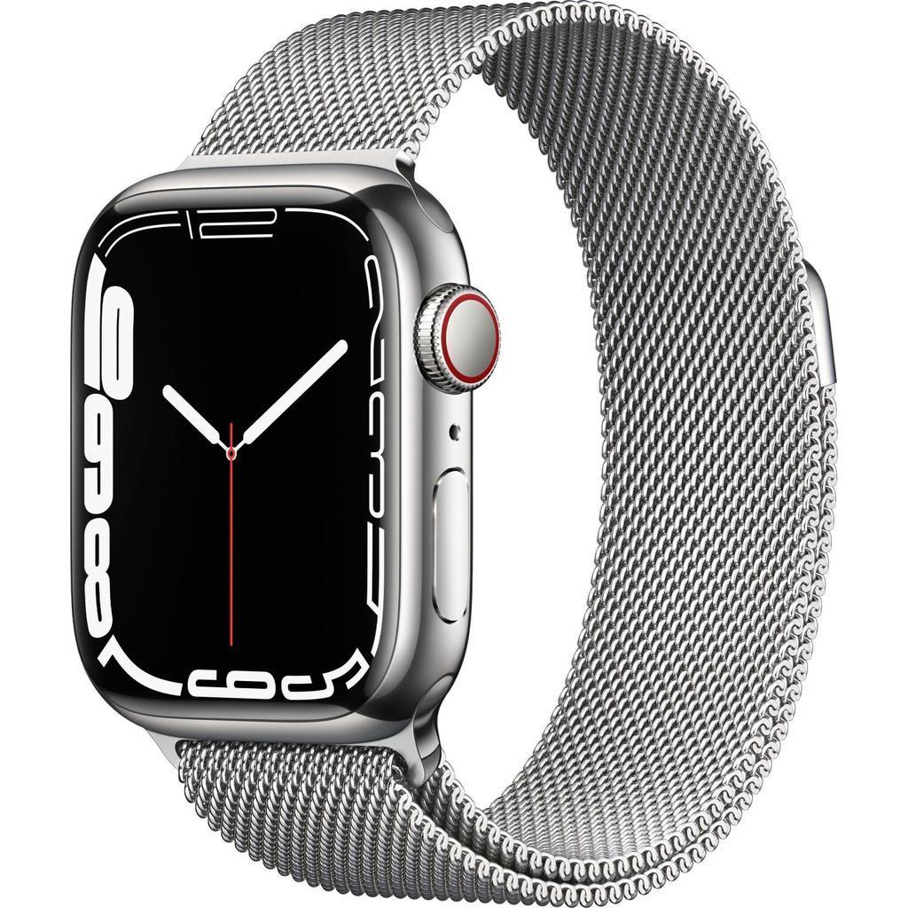 Apple Watch Series 7 45mm Silver Stainless Case GPS + Cell Milanese Loop