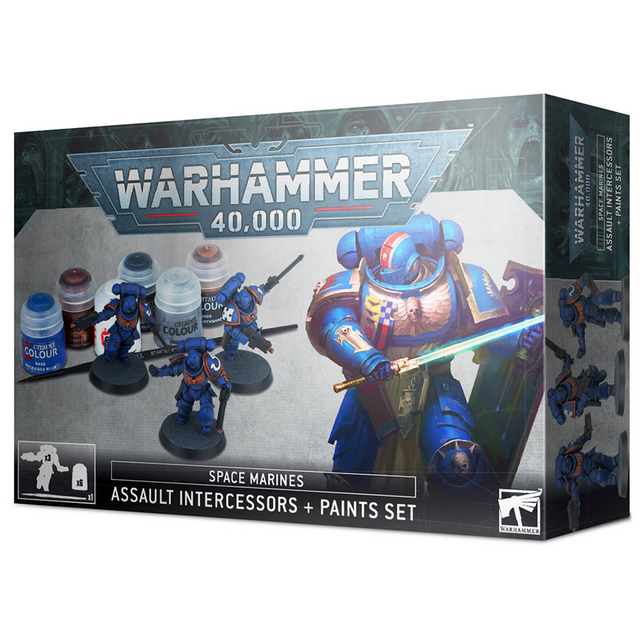 Warhammer 40,000 Space Marines Assault Intercessors + Paint Set