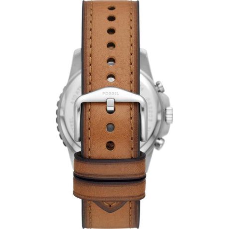 Fossil FS5914 Chronograph Tan Eco Leather Watch - Blue/Brown - Refurbished Pristine