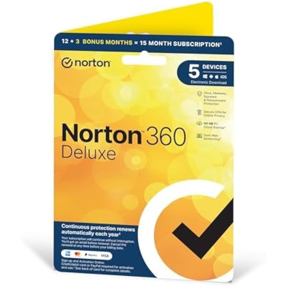 Norton 360 Deluxe For 5 Devices 15 Month Subscription