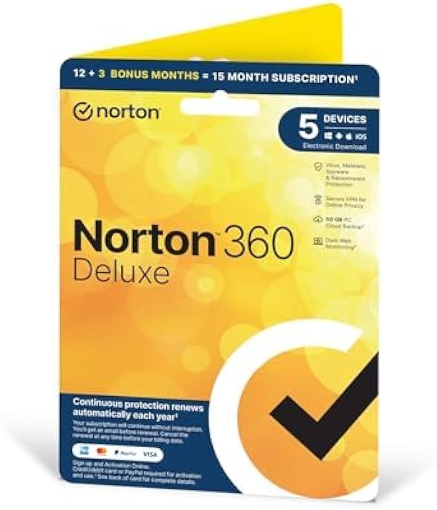 Norton 360 Deluxe For 5 Devices 15 Month Subscription
