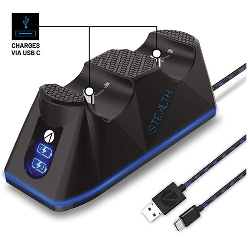 Stealth SP-C100V Twin Charging Dock with Play & Charge Cable for PS5 - Black