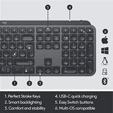 Logitech MX Keys Advanced Wireless Illuminated Keyboard - Black - Good