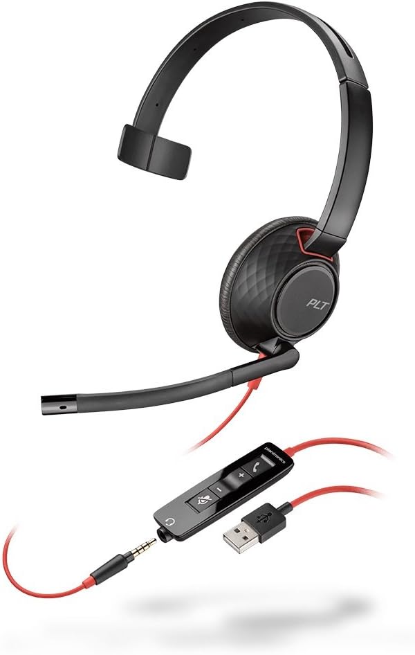 Poly Blackwire C5210 USB Headset - Black / Red