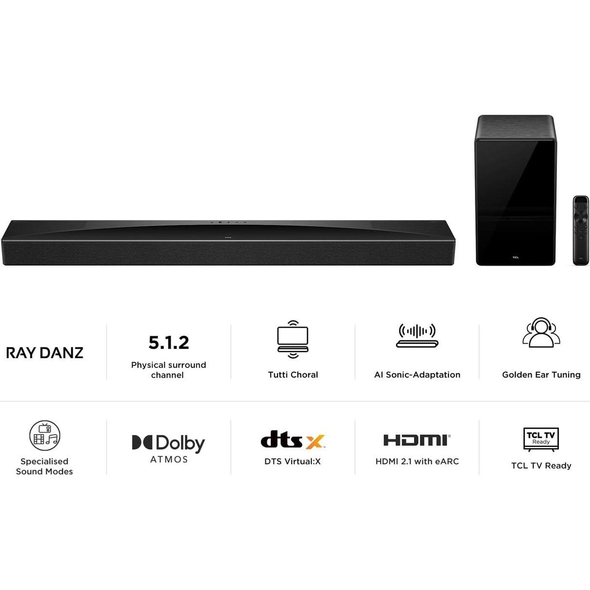TCL Q75HK 5.1.2 Wireless Sound Bar with Dolby Atmos & Subwoofer - Fair - Cracked Plastic