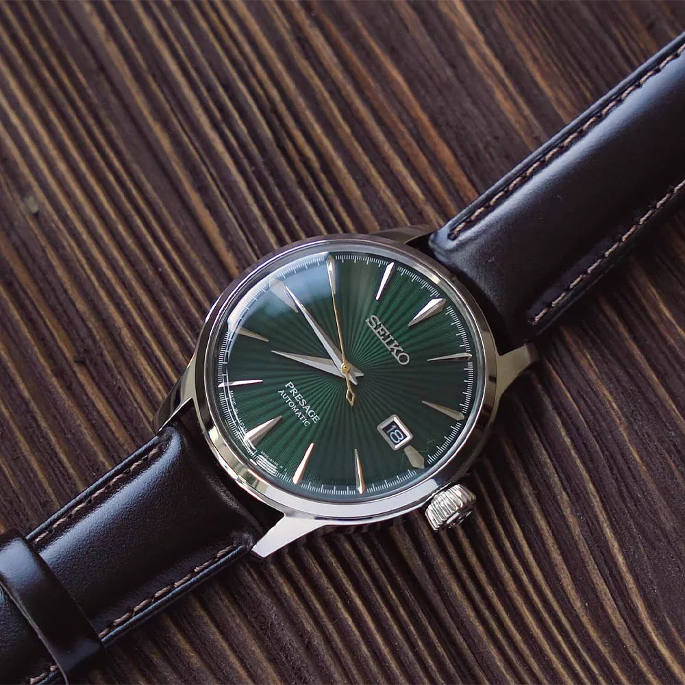 Seiko Presage Men's Dark Brown Leather Strap Watch (4R3501T0)