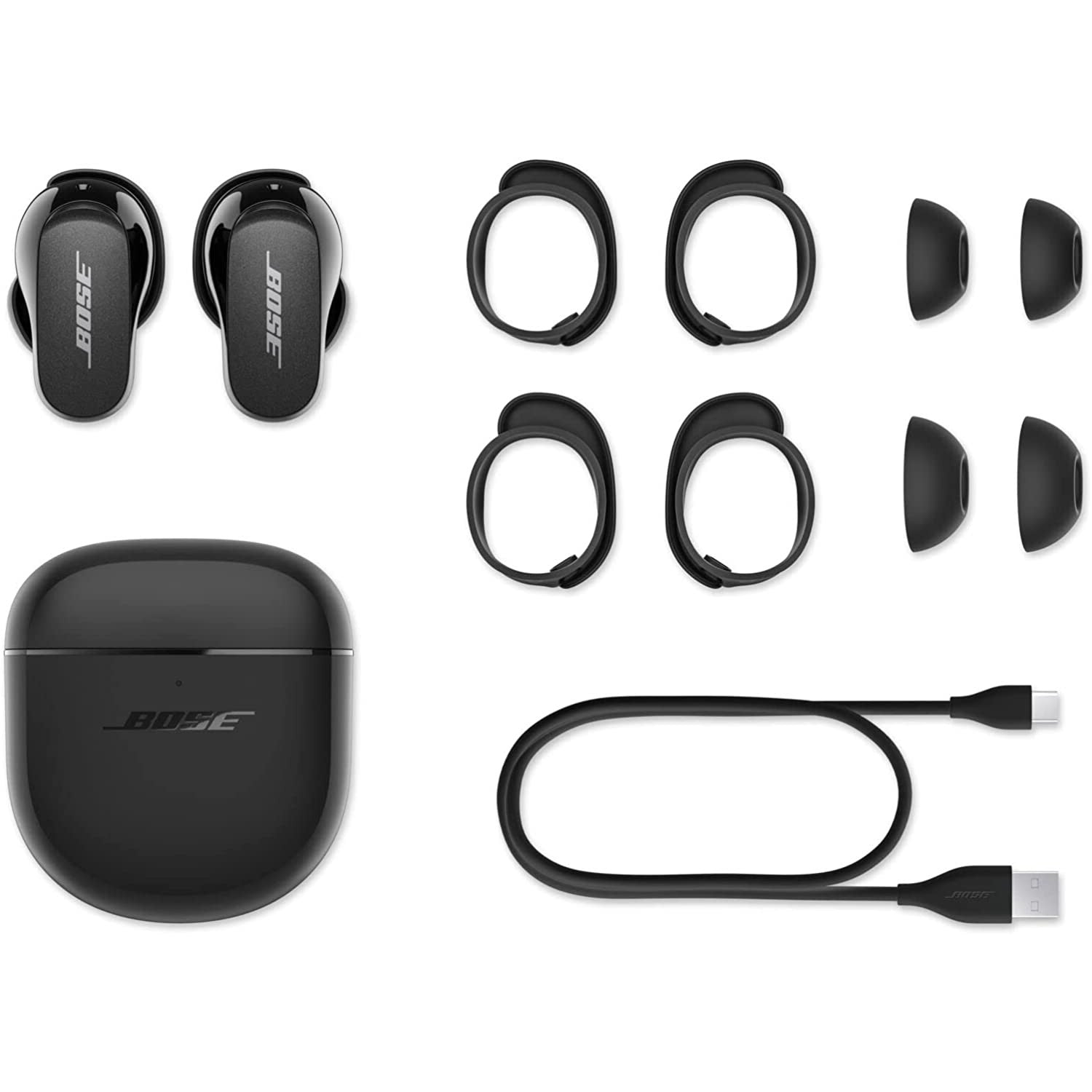Bose QuietComfort II Wireless Noise-Cancelling Earbuds - Triple Black - Refurbished Excellent