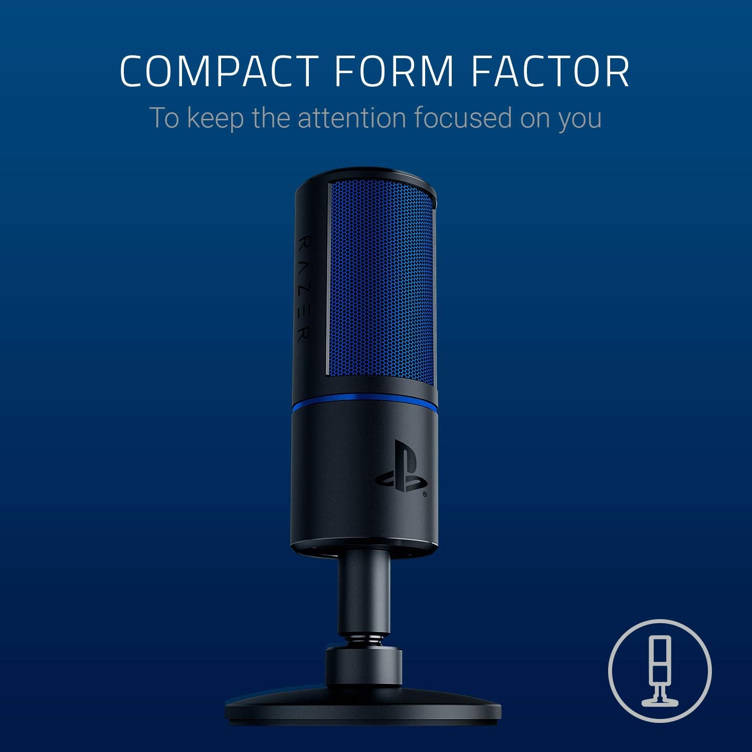 Razer Seiren X for PS4 - USB Condenser Streaming Microphone - Black/Blue