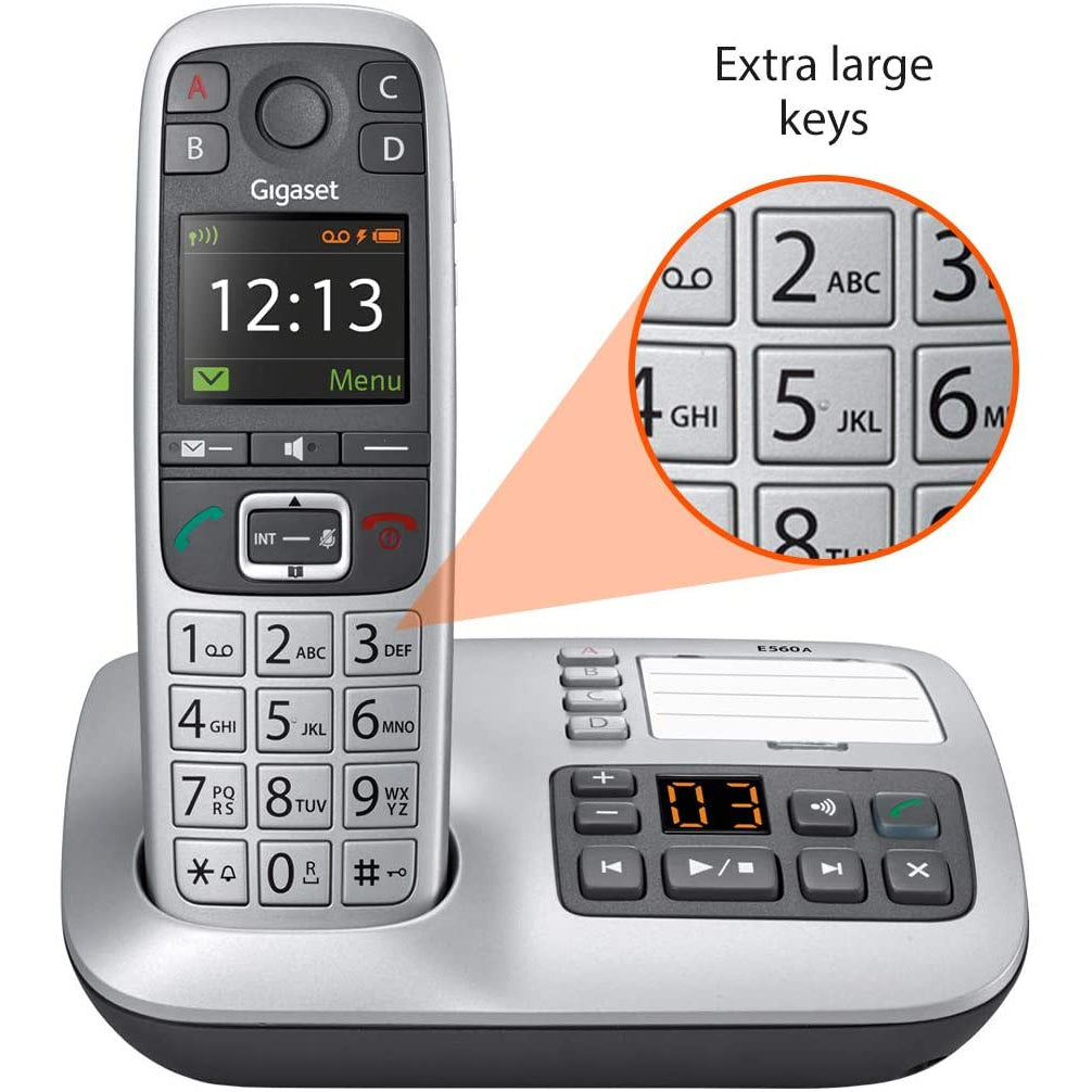 Gigaset E560A Cordless Home Phone Silver Refurbished Good
