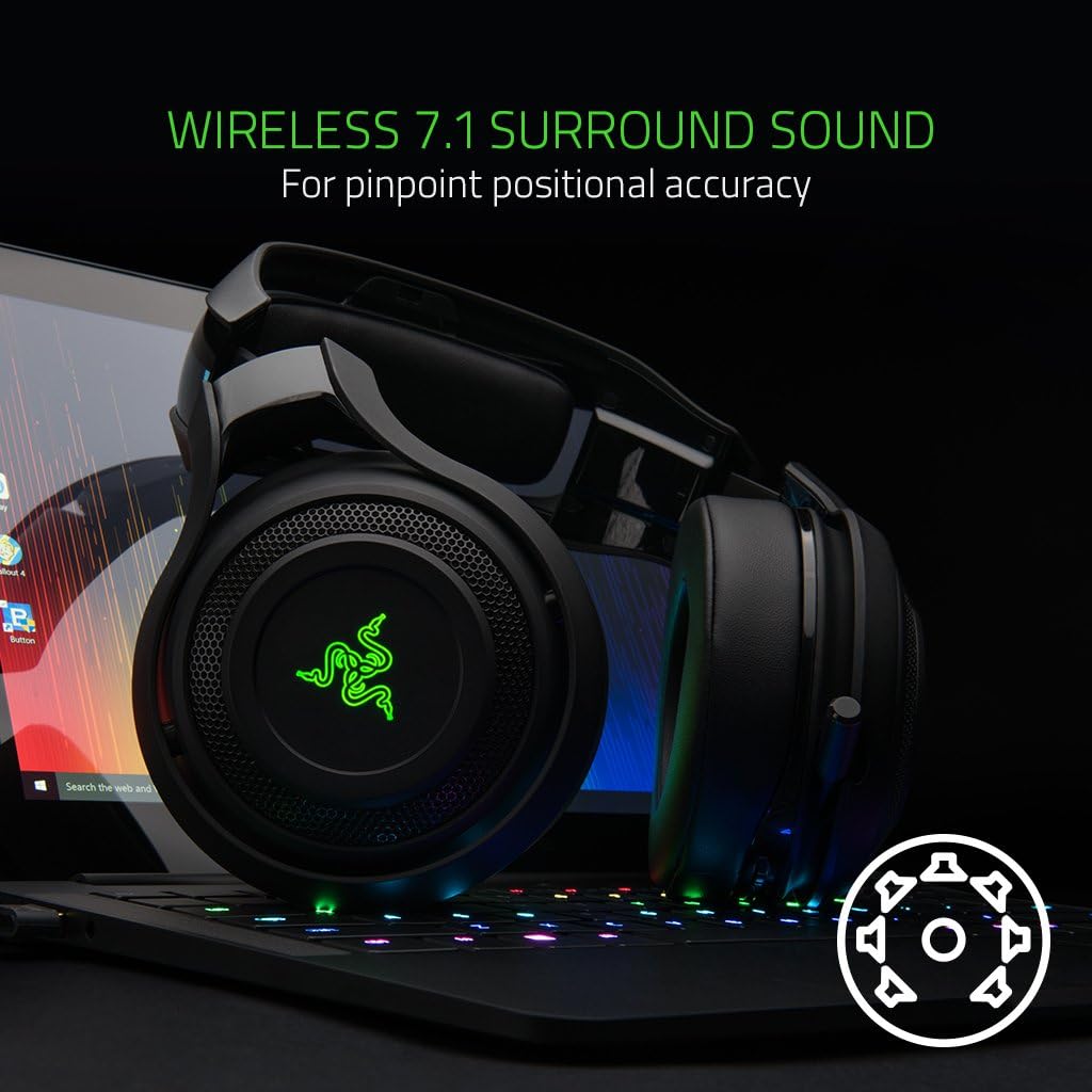 Razer Man O'War Wireless Gaming Headset  - Black - Refurbished Fair - Damaged Ear Muff