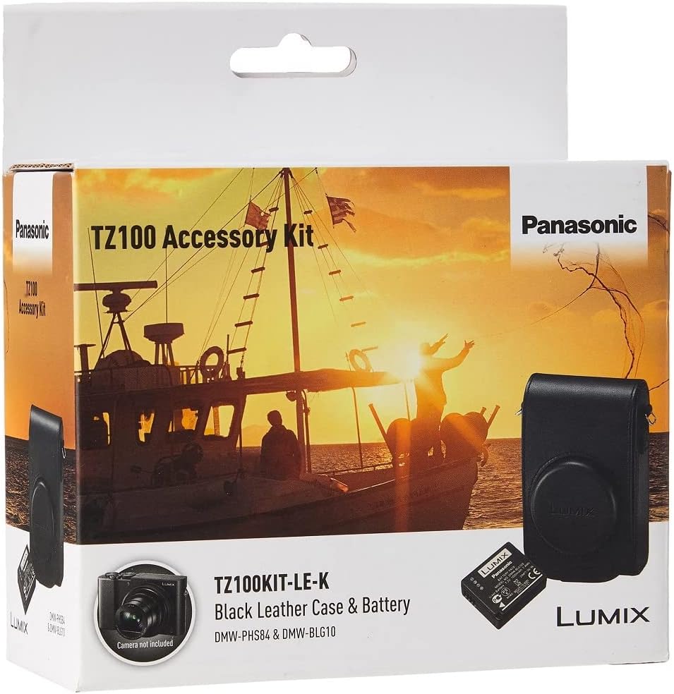 Panasonic Lumix TZ100KIT-LE-K Black Leather Case & Battery