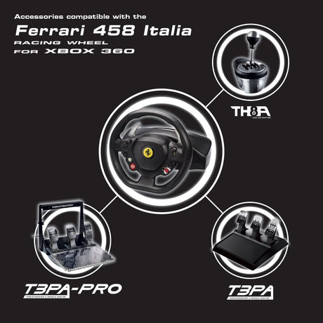Thrustmaster Ferrari 458 Italia Racing Steering Wheel with Pedals For XBOX 360 - Black - Refurbished Good