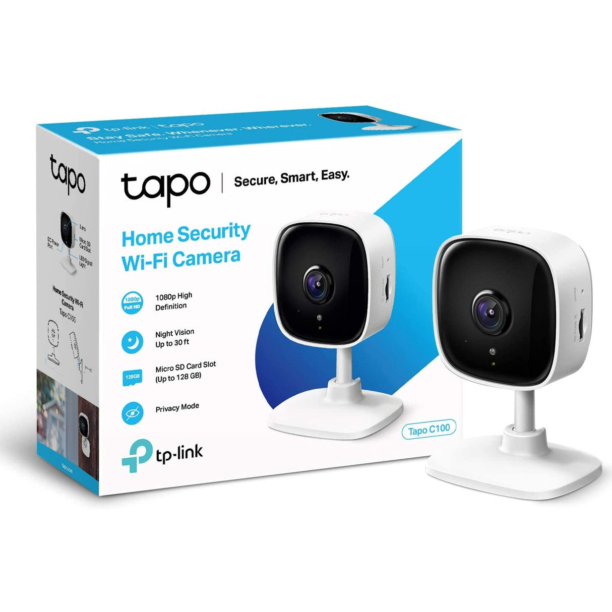 TP-Link Tapo C100 Full HD 1080p Wi-Fi Security Camera - White - Refurbished Good