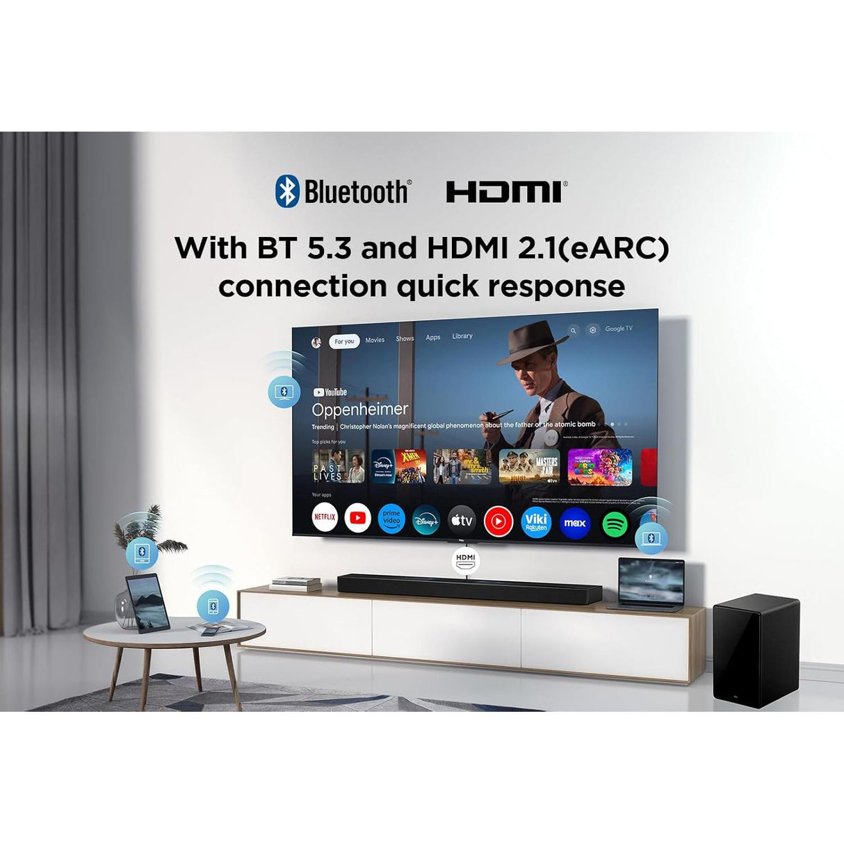 TCL Q75HK 5.1.2 Wireless Sound Bar with Dolby Atmos & Subwoofer - Fair - Cracked Plastic
