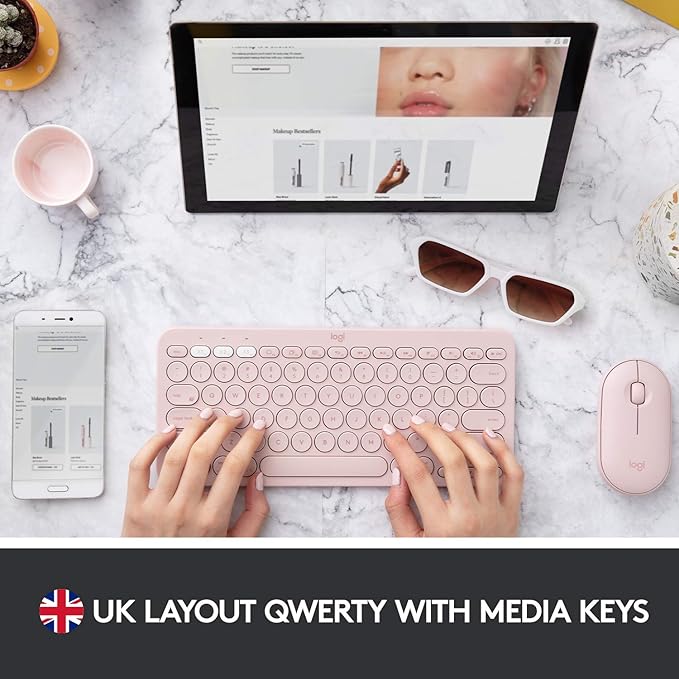 Logitech K380 Multi-Device Bluetooth Keyboard for Mac Pink- No Batteries Included