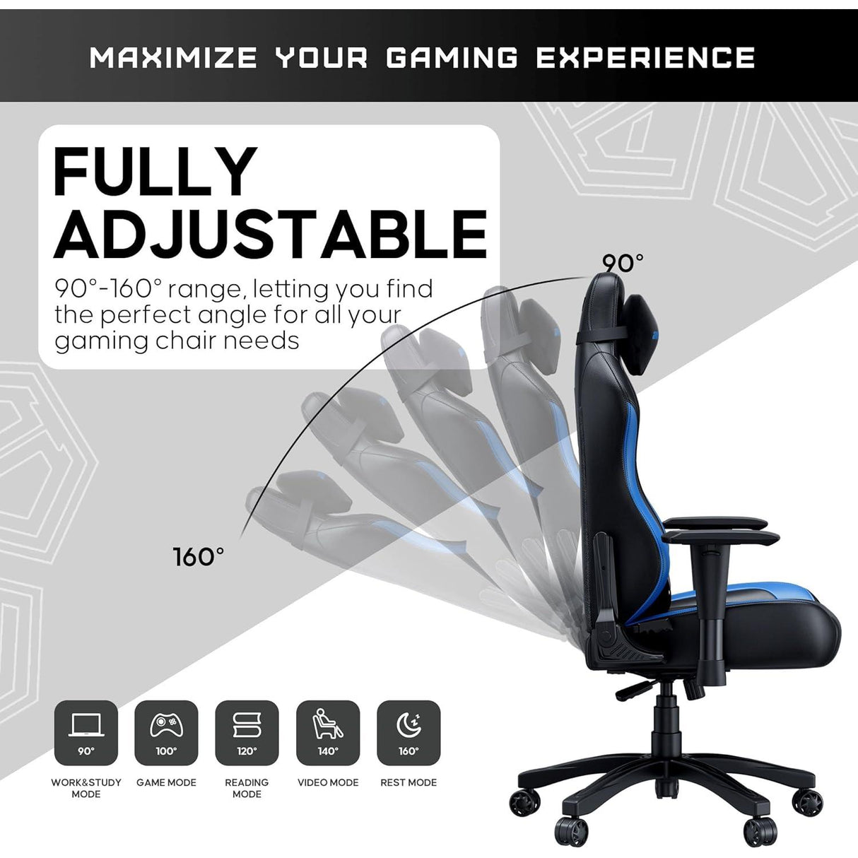Anda Seat Luna Premium Large Gaming Chair - Black / Blue - Excellent