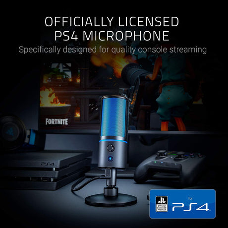 Razer Seiren X for PS4 - USB Condenser Streaming Microphone - Black/Blue