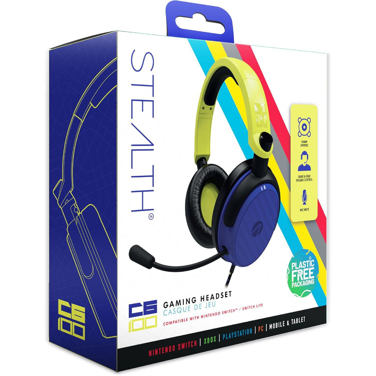 Stealth C6-100 LED Gaming Headset - Yellow / Blue - Excellent