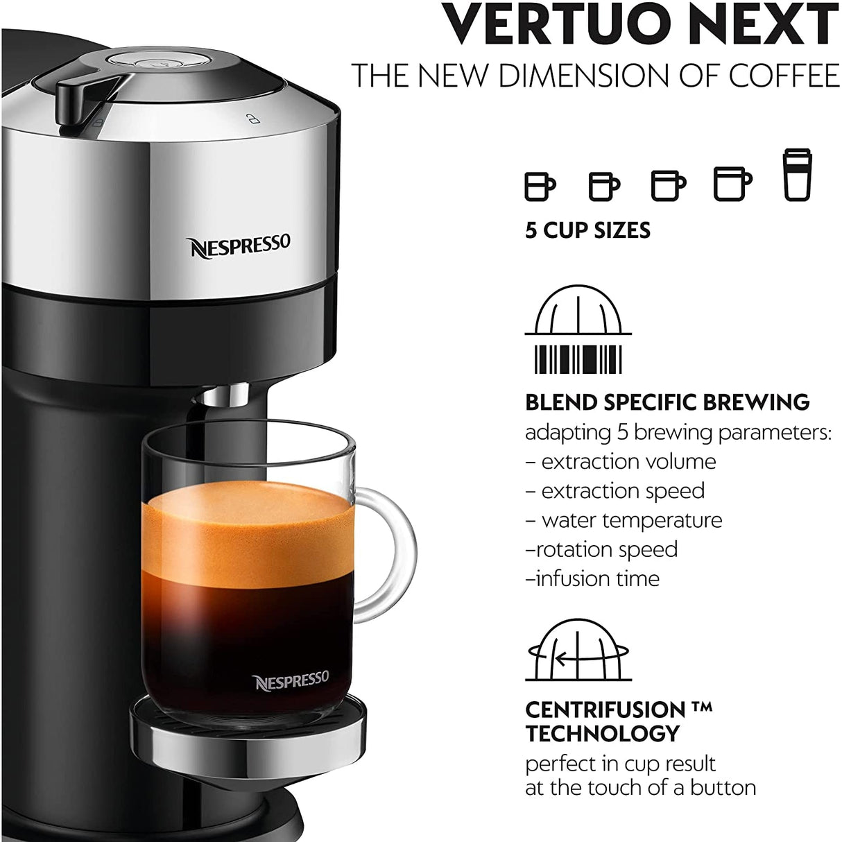 Nespresso Vertuo Next Coffee Machine by Magimix - Pure Chrome - Refurbished Excellent