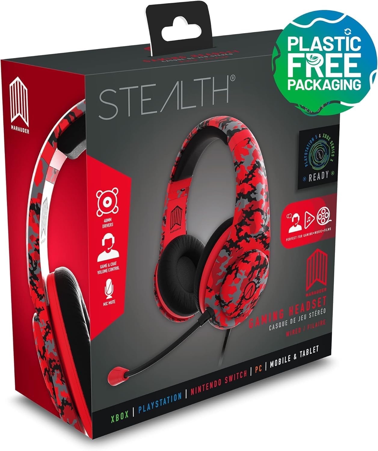Stealth Marauder Gaming Headset - Red Camo