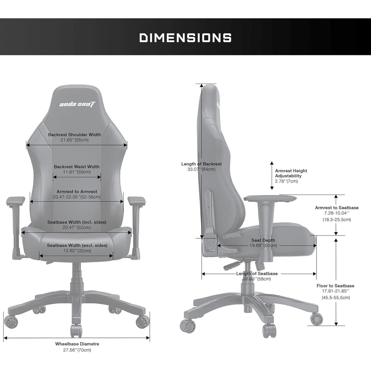 Anda Seat Luna Premium Large Gaming Chair - Black / Blue - Excellent