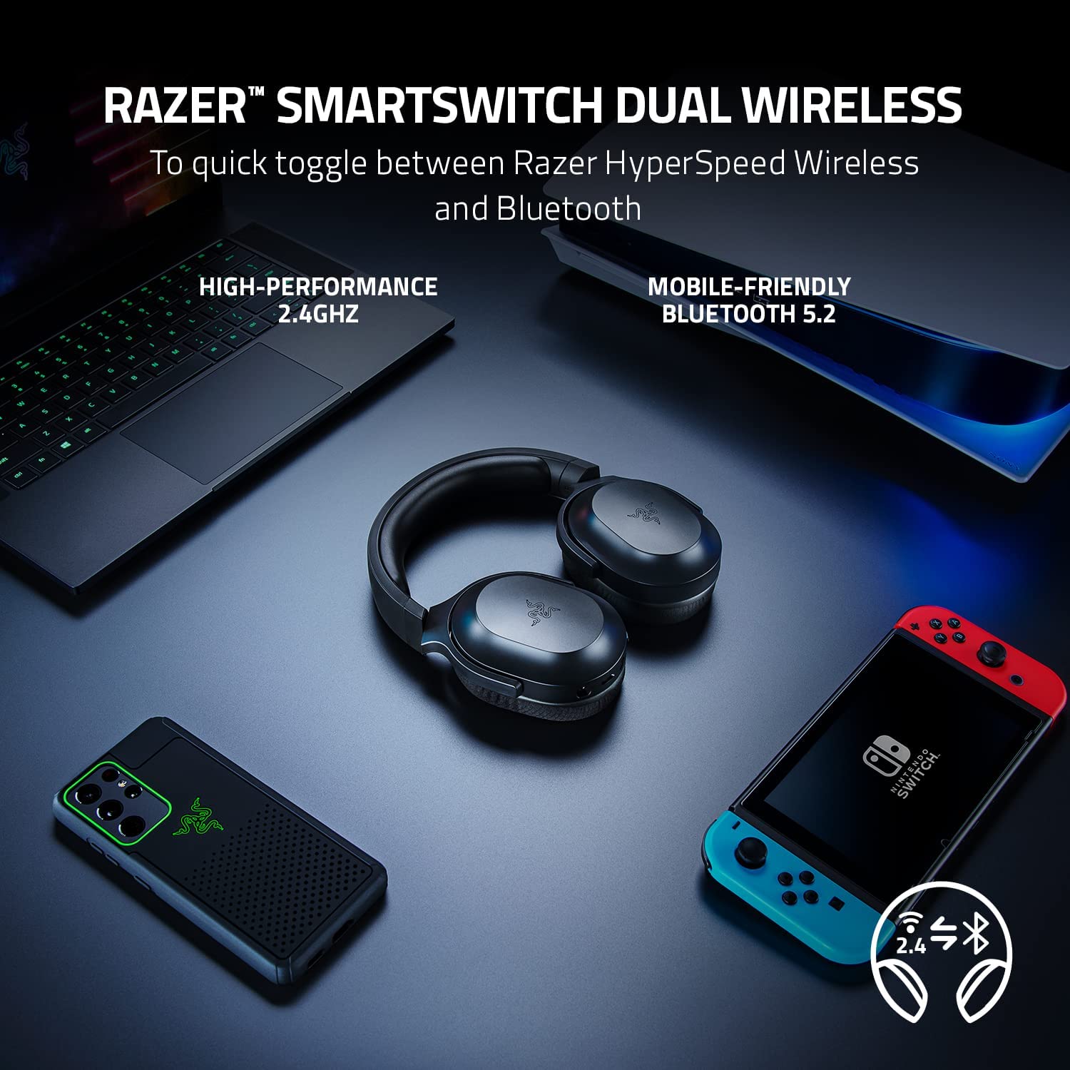 Razer Barracuda X 2022 Edition Wireless Headset - Black - Refurbished Pristine