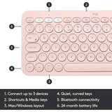 Logitech K380 Multi-Device Bluetooth Keyboard for Mac Pink- No Batteries Included