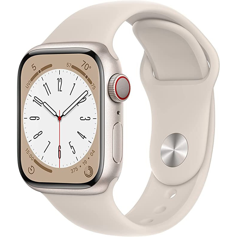 Apple Watch Series 8 MNHY2B/A - Starlight with Starlight Sports Band, 41mm - GPS + Cellular - Refurbished Pristine