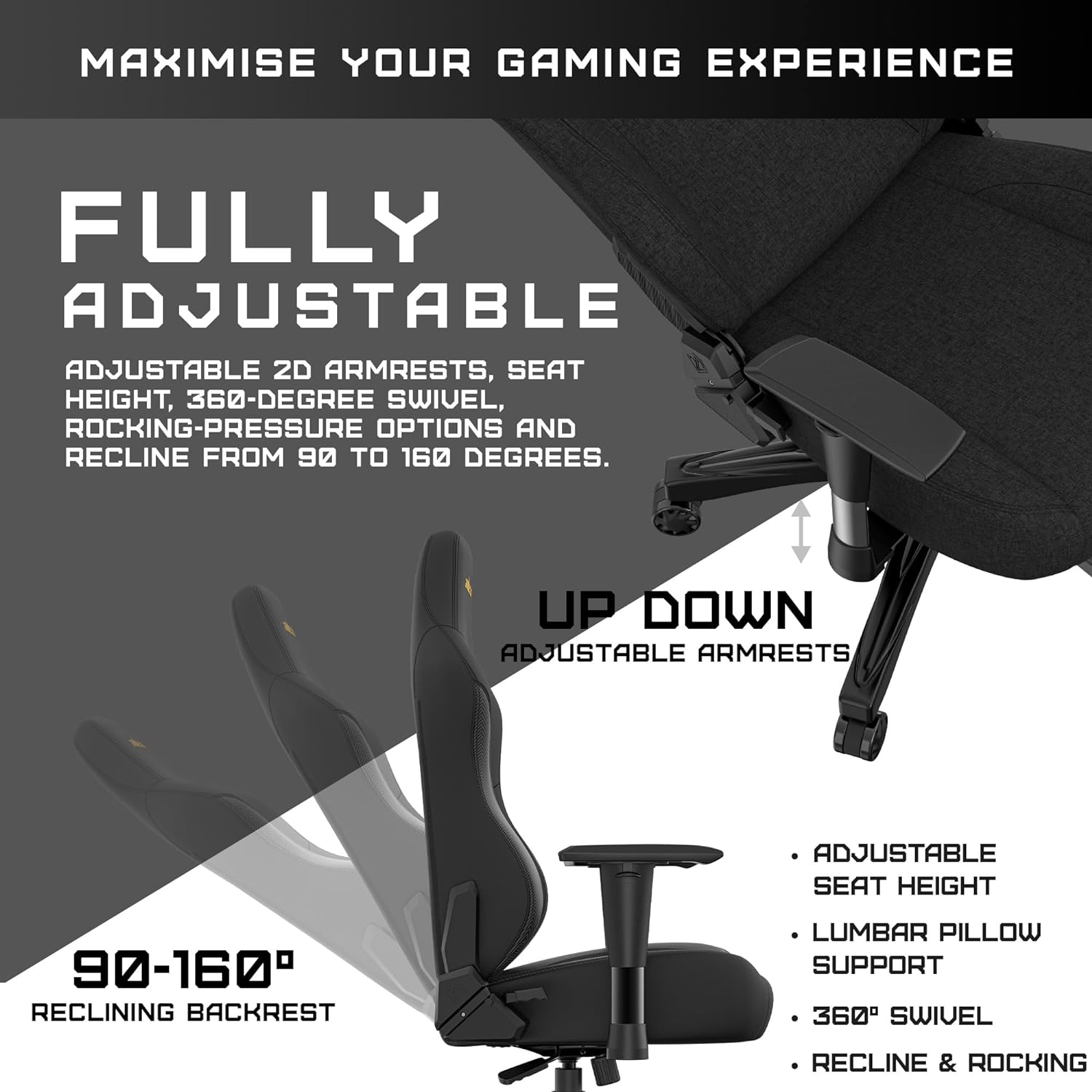 Anda Seat Phantom 3 Pro Gaming Chair - Black - New